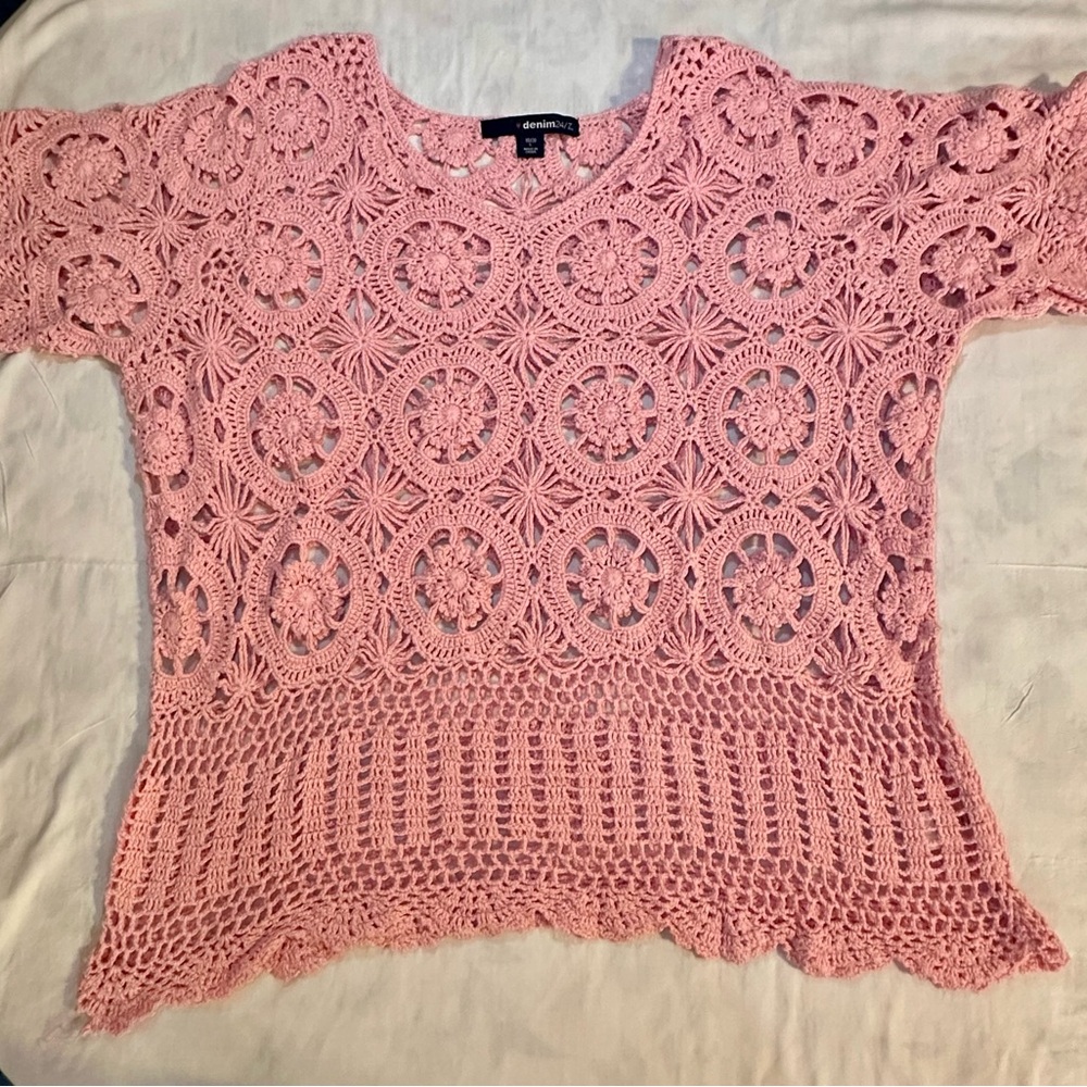 Denim 24/7 Pink Crochet Blouse